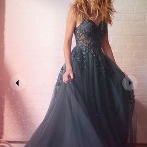 floral applique ballgown with illusion corset STYLE# WBM3377 davids bridal